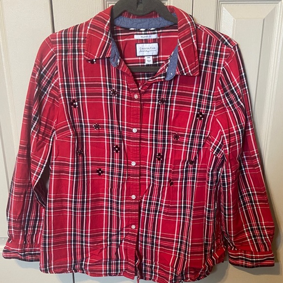 Charter Club Women's Relaxed Fit Size 14 Petite Long Sleeve Shirt - Picture 1 of 9